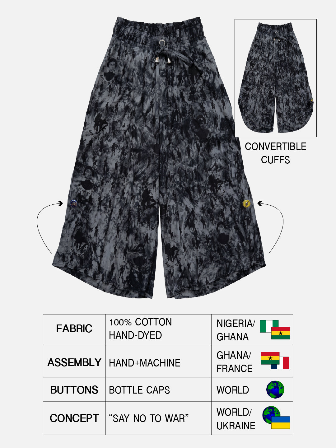 "SAY NO TO WAR" Wide-Cut Trousers