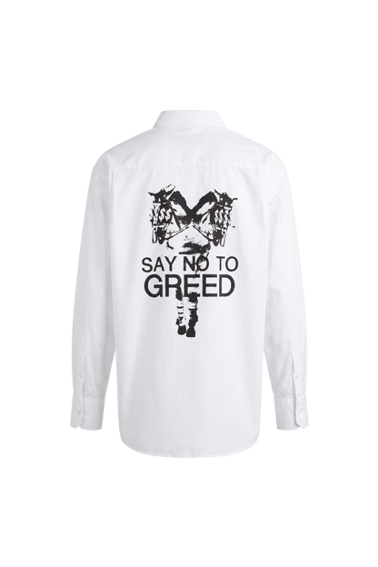 "SAY NO TO GREED" BUTTON SHIRT
