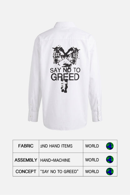 "SAY NO TO GREED" BUTTON SHIRT